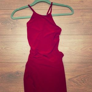 Red dress, open-back bodycon